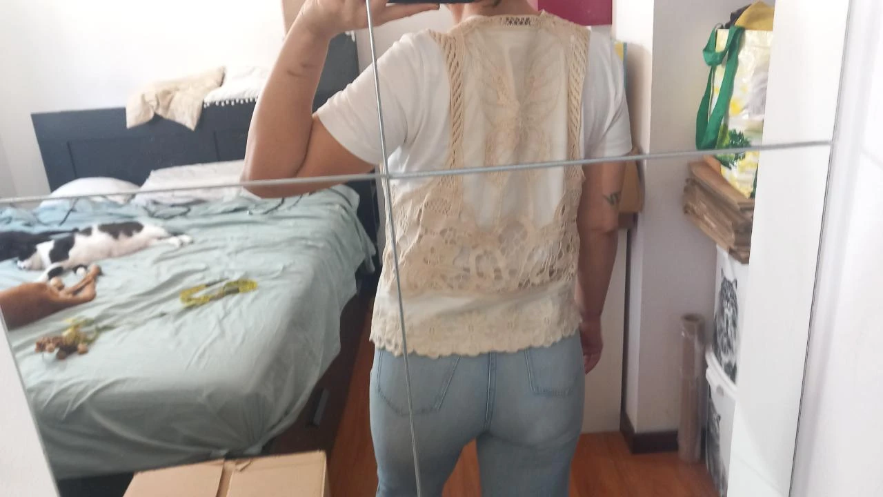 Gilet bege de renda / crochê Pull & Bear – Tamanho M | Colete bege rendado – photo 7